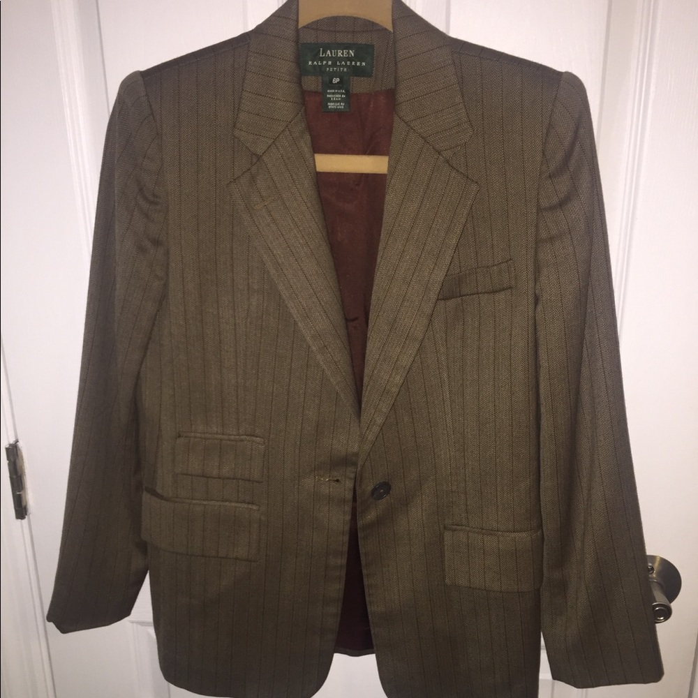 Ralph Lauren brown pinned striped blazer